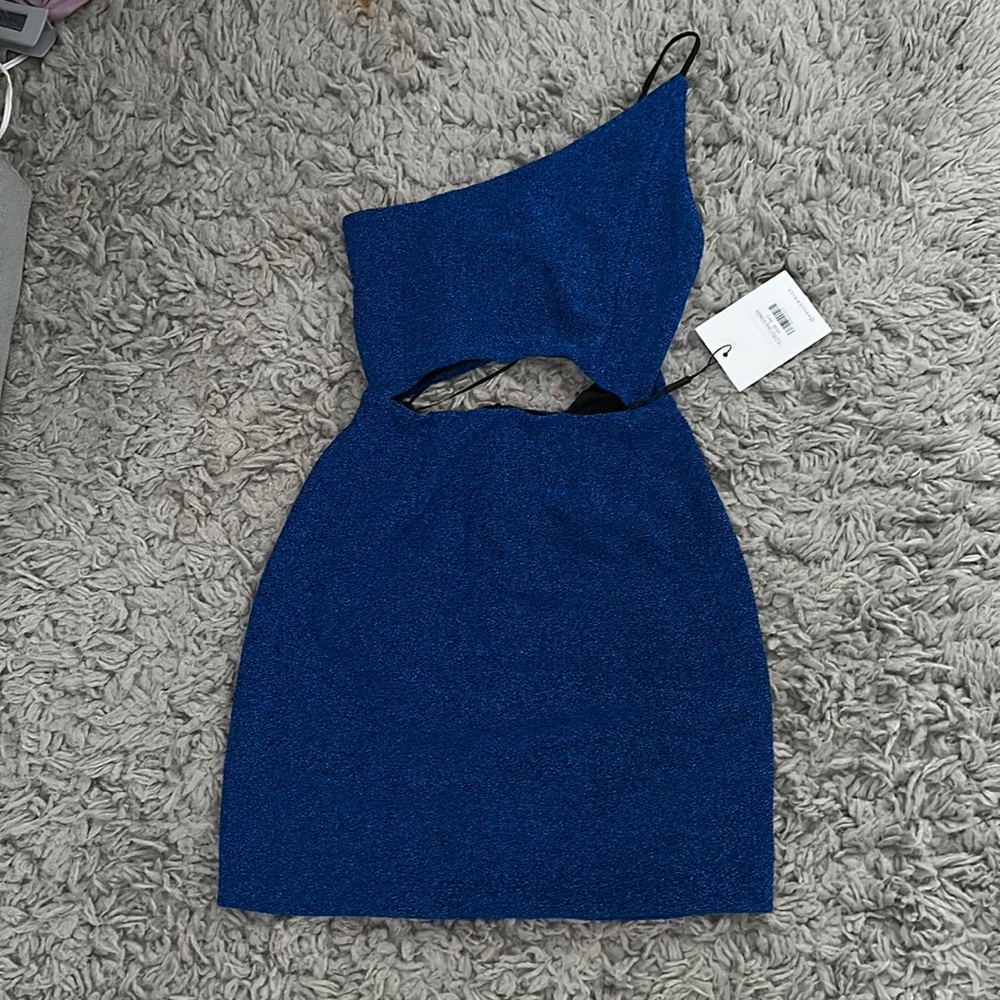 Hello Molly blue sparkly cut out dress